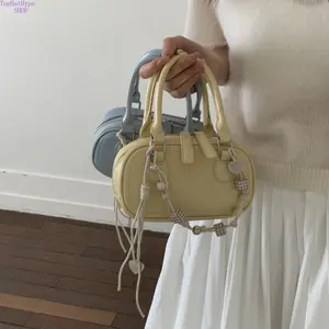 Women's 2026 Korean Trend Bowling Bag - Mini Purse, Handheld Size, Crossbody Straps, Shoulder Carry Options, Versatile Stylish Bag for Work Commute, Shopping