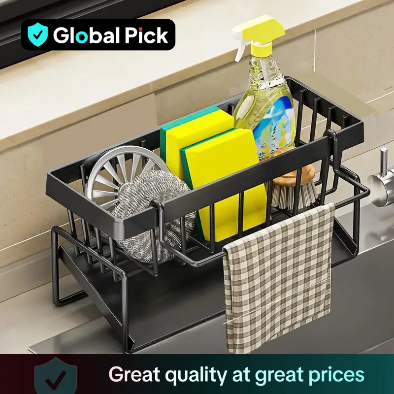 Kitchen Sink Organizer, 1 Count Space Saving Sponge Soap Brush Cloth Storage Rack, Kitchen Sink Storage Rack for Home Dining Room