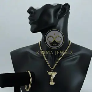 5mm Cuban Necklace & Bracelet Set with St. Michael Pendant — 24” Chain
