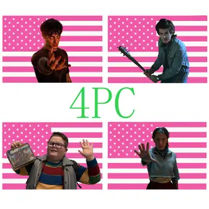 (Multiple packs) TV series Stranger Things Tapestry Will Byers Pink American Flags For Wall Decor, Steve Harriton Henry Creel Indoor Wall Tapestries, Room Decor, One Side Polyester Wall Flag