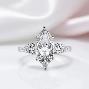 4.0 Ctw Marquise & Pear Cut Diamond Option Engagement Ring