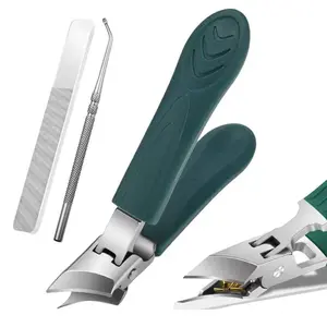 3-Piece Green Eagle Beak Nail Clipper Set -Large Opening,Anti-Splash Beveled Clippers forThick & Hard Nails Heavy-Duty Manicure Toolsfor Home Use