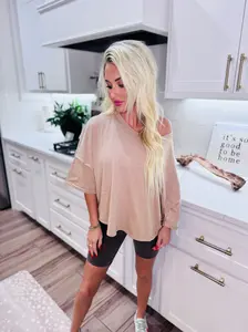 Taupe Twist Back Cropped Tee