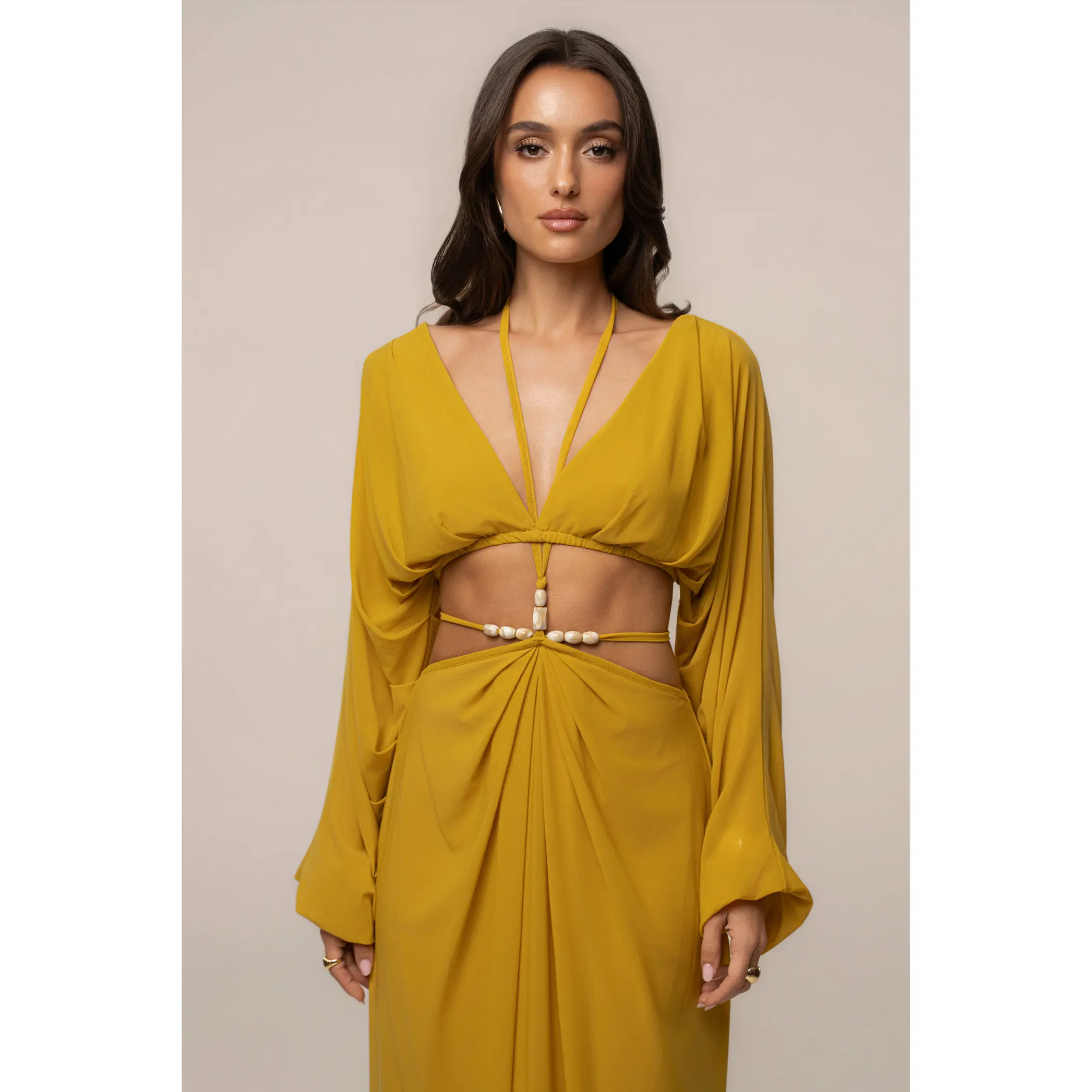 Mustard Selene Draped Top