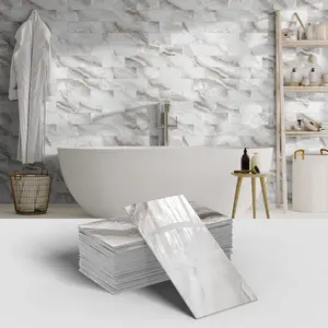 Aadesh Marble 3D Wall Tile Self-Adhesive Sticker, Waterproof and Moisture Resistant for Kitchen and Bathroom, Peel and Stick Durable Design
