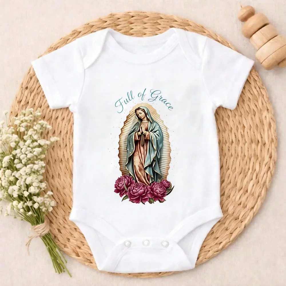 Newborn Baby Girl Boy Bodysuit Romper Outfit Virgin Mary With Roses baby Infant Clothes bamboo  Infant Romper Perfect Present for Baby Shower, New Mom, Grandparents, Ideal for First Photos & Special Days
