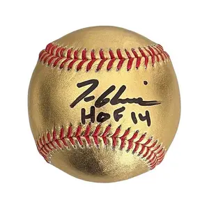 Tom Glavine Autographed Rawlings Official MLB Gold Baseball (JSA) HOF Inscription