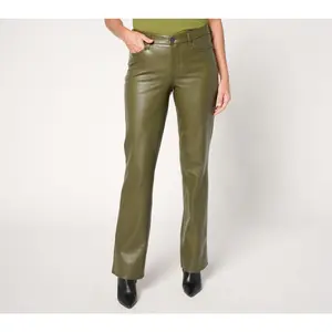 NYDJ Marilyn Straight Faux Leather Pant - Ripe Olive