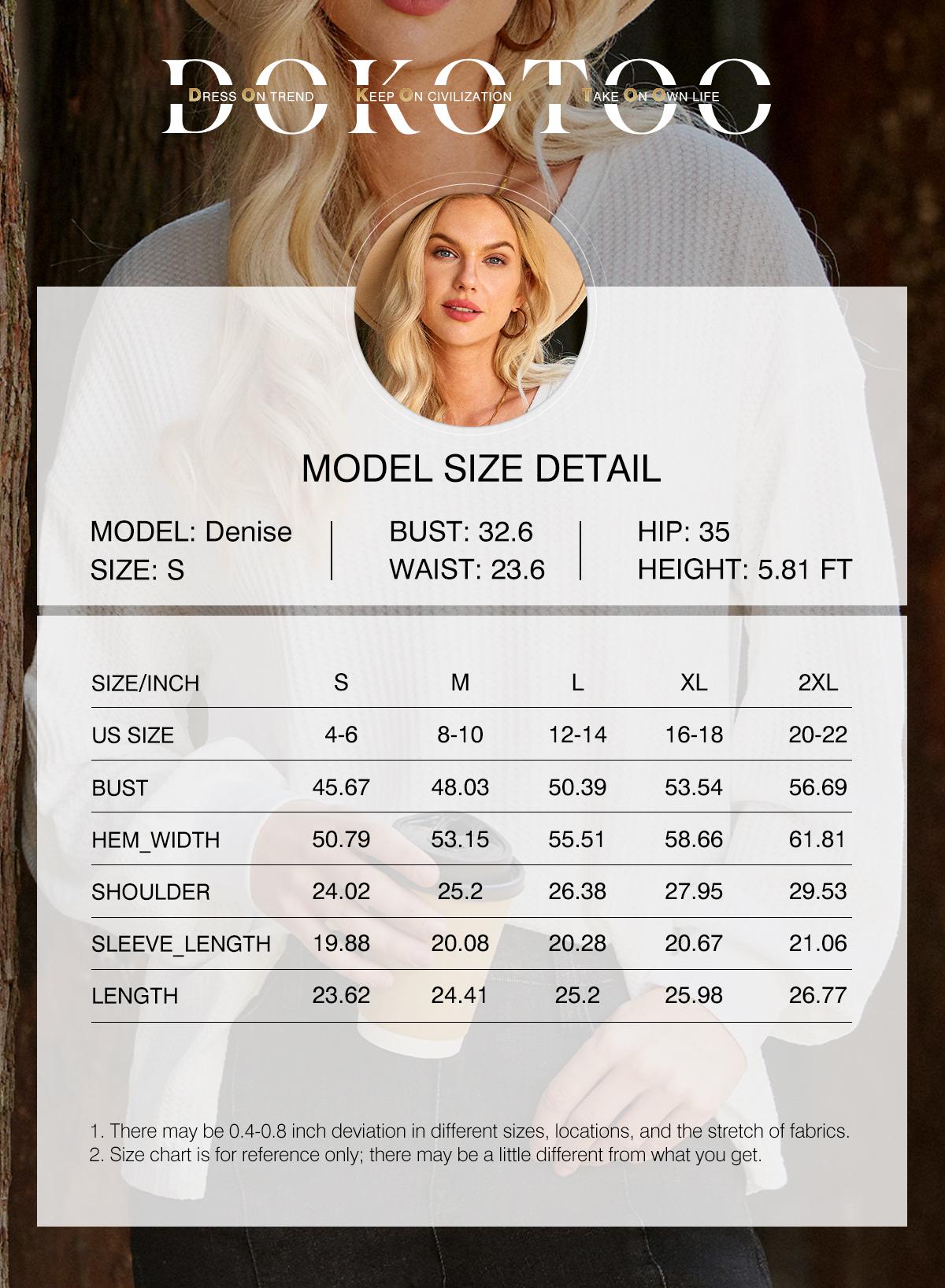 Dokotoo Womens Waffle Knit Tops Fashion Long Lantern Sleeve Casual Blouses V Neck Oversized T Shirts