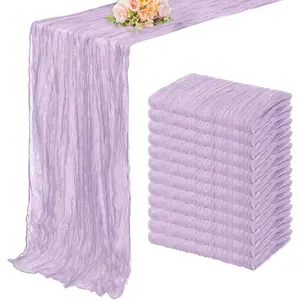 12 Pack Lilac Cheesecloth Table Runner 10FT Rustic Gauze Cheese Cloth Table Runner for Wedding 20 x 120 Inch Long Bridal Baby Shower Table Decor Boho Fabric Sheer Birthday Party Table Decorations