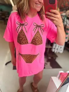 Cheetah Bikini Neon Pink Comfort Color Tshirt