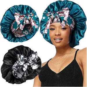 2pcs Large Silky Bonnets with tie Band Braid Bonnet, Satin Bonnet for Sleeping Curly Hair Elastic Haircare body  bonnet Daily Frizz