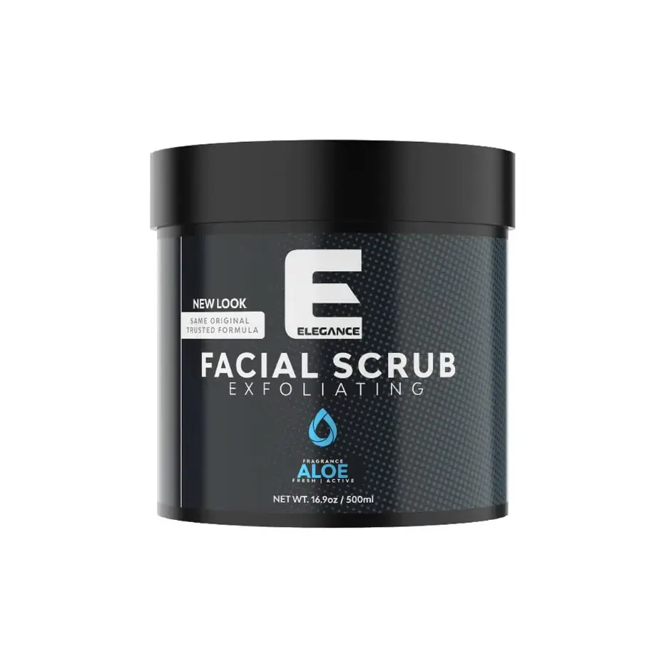 E Elegance Natural Face Scrub with Aloe Vera, Gently Exfoliates for Deep Cleansing, Nourishing Grain Formula for All Skin Types, 16.9oz, Gentle, Smoother, Storage, Massage, 24 Months