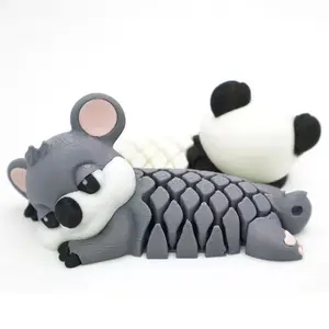 2-Piece Set, 3D Printed Panda Koala Model, Movable Joint Anime Collectible Figurine, Desktop Decor for Home Office, Creative Gift for Friends Family