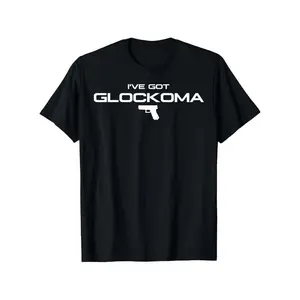 Trendy T - Shirt with a Unique Twist: 'Glockoma' Wordplay and Gun Motif for a Stand - out, Humorous Look