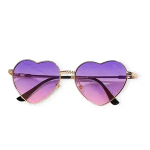 Sunset Heart Sunglasses with Purple Gradient Lenses and Gold Frame for Stylish Sun Protection