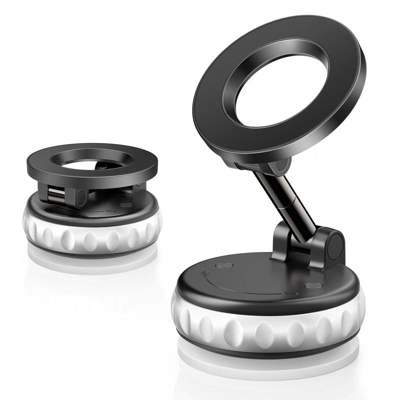 Vacuum Magnetic Suction Car Phone Holder Fold-able and and Hands-Free 360° Adjustable Rotation Phone Mount, Compatible with All Smartphones