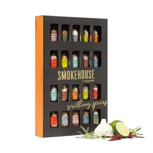 Smokehouse by Thoughtfully Ultimate Grilling Spice Gift Set of 20 BBQ Rubs & Spices including Montreal & Jamaican Jerk Rubs for Grilling - Flavor