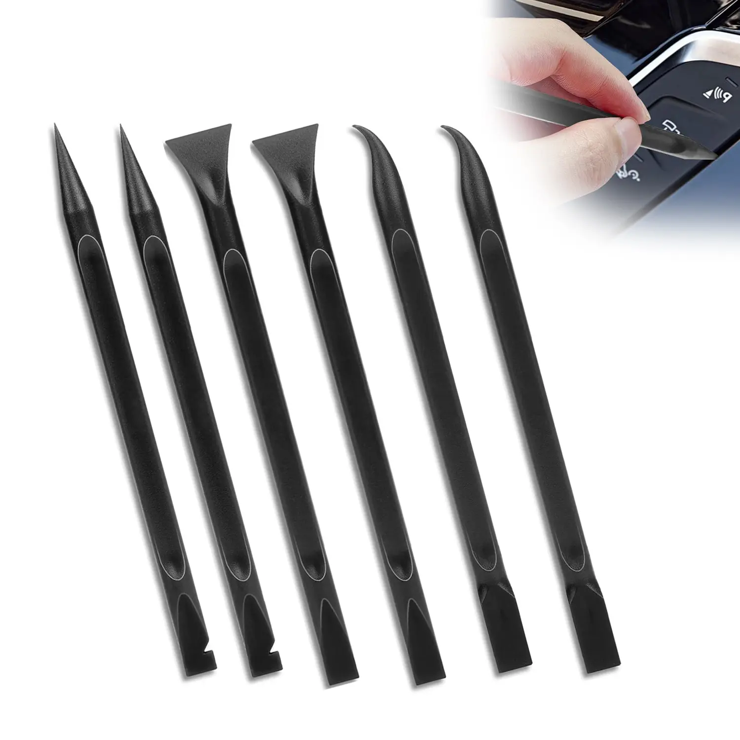 6 PCS Car Detailing Pick Set, Crevice Cleaning Tool, Carbon Fiber Plastic Scraper Tool Car Detailing Brush Set Non-scratch Multi-purpose Scraper for Clean Small Narrow Spaces and Gaps, Remove Stickers Labels Oil Stains Dirt