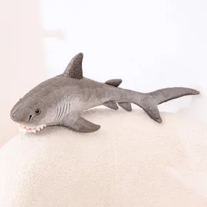 60cm Realistic Ocean Animal Shark Plush Toy, Huggable Stuffed Animal, Aggressive Underwater Shark Pillow, Long Fish Sofa Cushion, Kids Gift