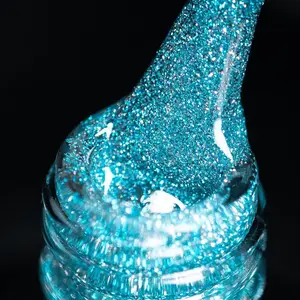 Reflective Gel Nail Polish, 7.3ml Reflective Diamond Nail Glitter Gel Polish, Sparkly Fall Winter Color Holographic Glitters Shiny UV Lamp Required (Blue SZN2)