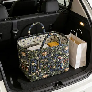 Floral Pattern Fabric Storage Basket, Portable Underwear Organizer, Clothes Organizer, Home Organization for Kitchen Bathroom Bedroom Living Room Office