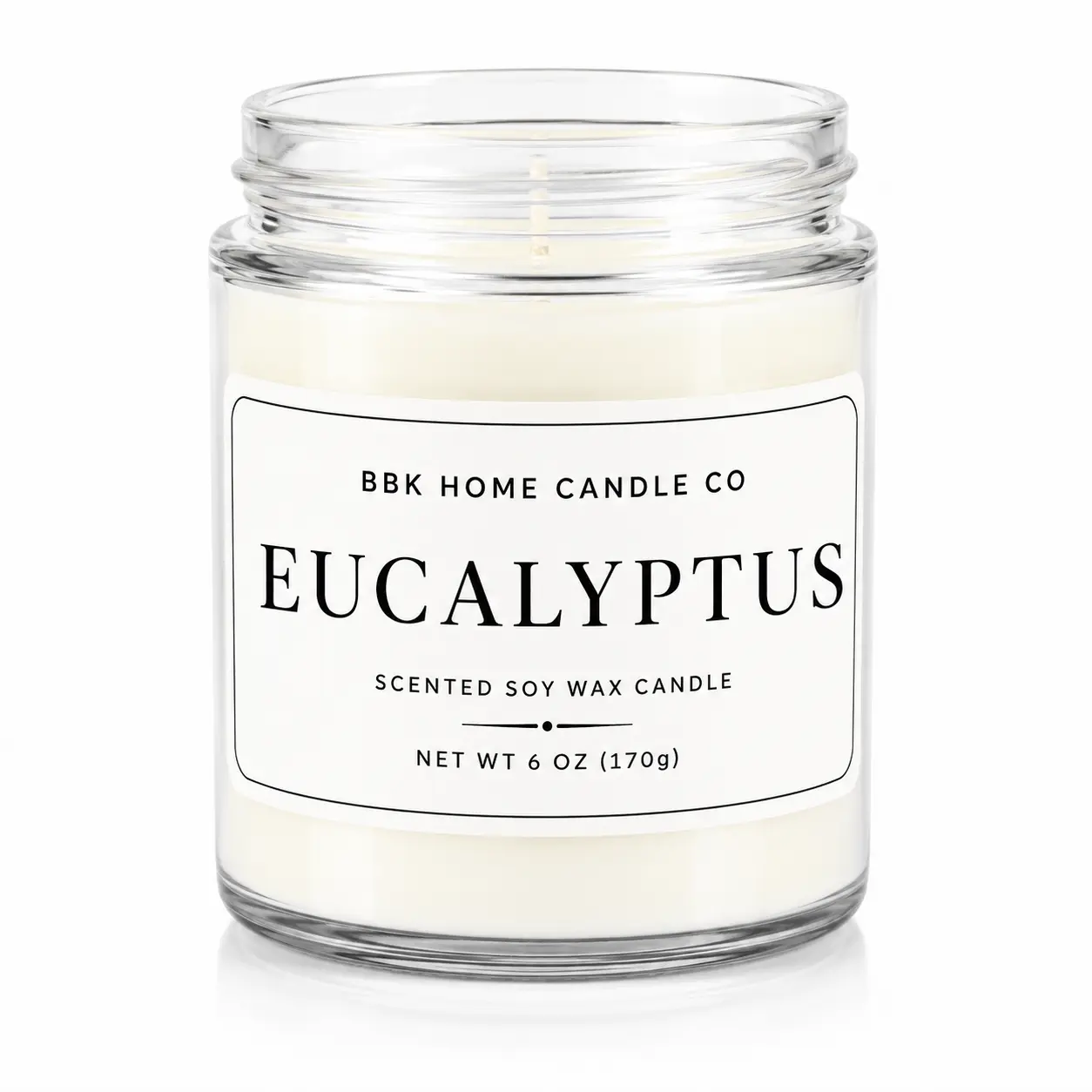 Eucalyptus Candle – Clear Glass – 6 oz