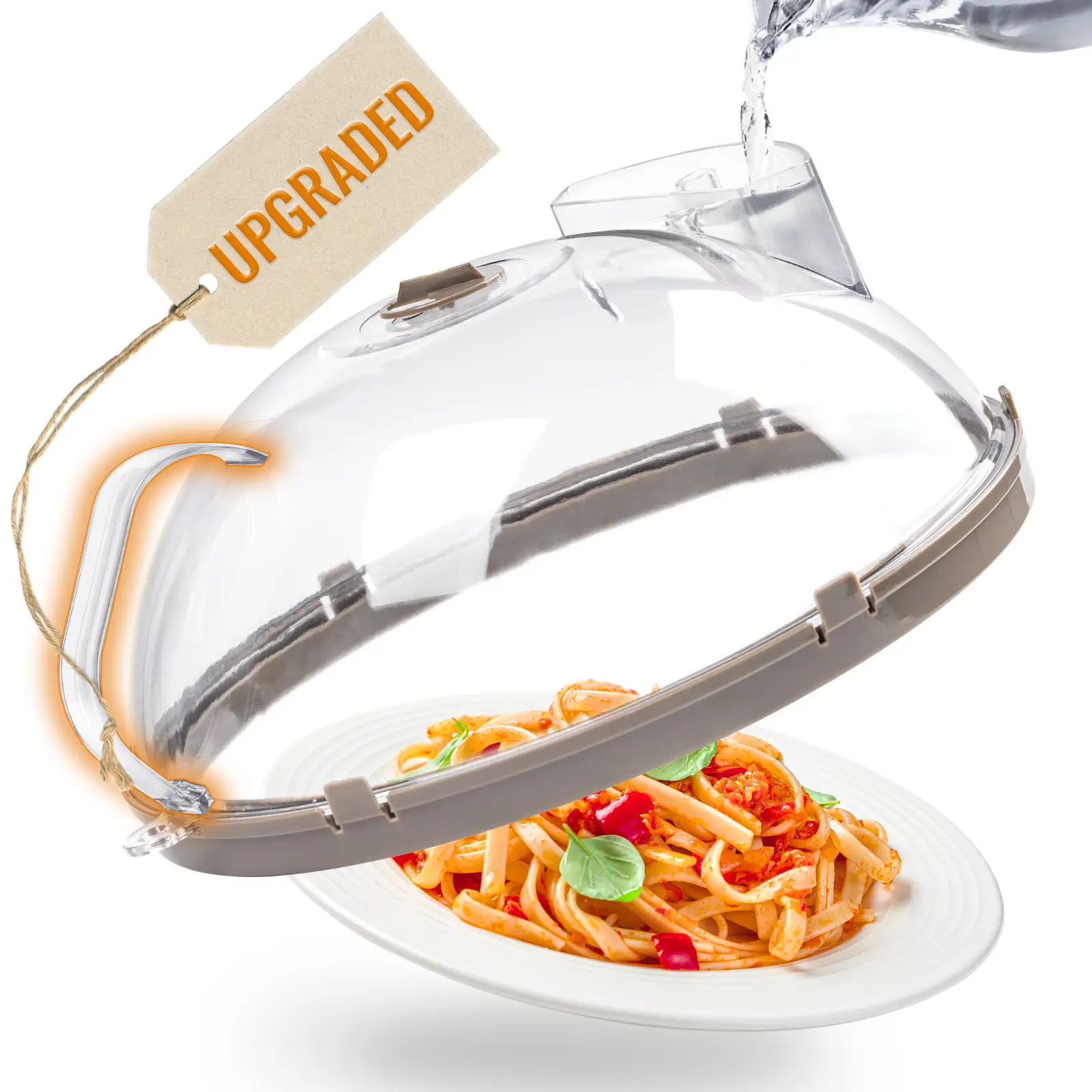 【Gracenal】12 Inch Microwave Splatter Cover, Upgraded Microwave Cover for Food with Water Steamer, Integrated Handle, Splatter Guard, Kitchen Gadgets &