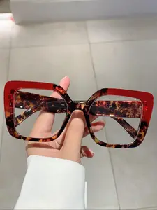Simple Square Frame Leopard Pattern Eyeglasses for Women & Men As Valentine's Day Gift, 2024 Trendy Hot Fashion Eyeglasses for Work, Daily Clothing Decor, Vintage Eyeglasses Perfect for Student Daily Use, Fashionable Frames Glasses