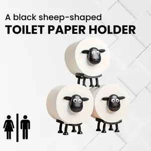 Black Sheep-Shaped Toilet Paper Holder - Stylish & Functional Bathroom Accessory for Modern Homes