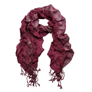 Magenta Metallic Crinkle Scarf - Shimmer Textured Scarf (79"x23"),