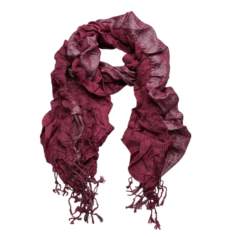 Magenta Metallic Crinkle Scarf - Shimmer Textured Scarf (79"x23"),