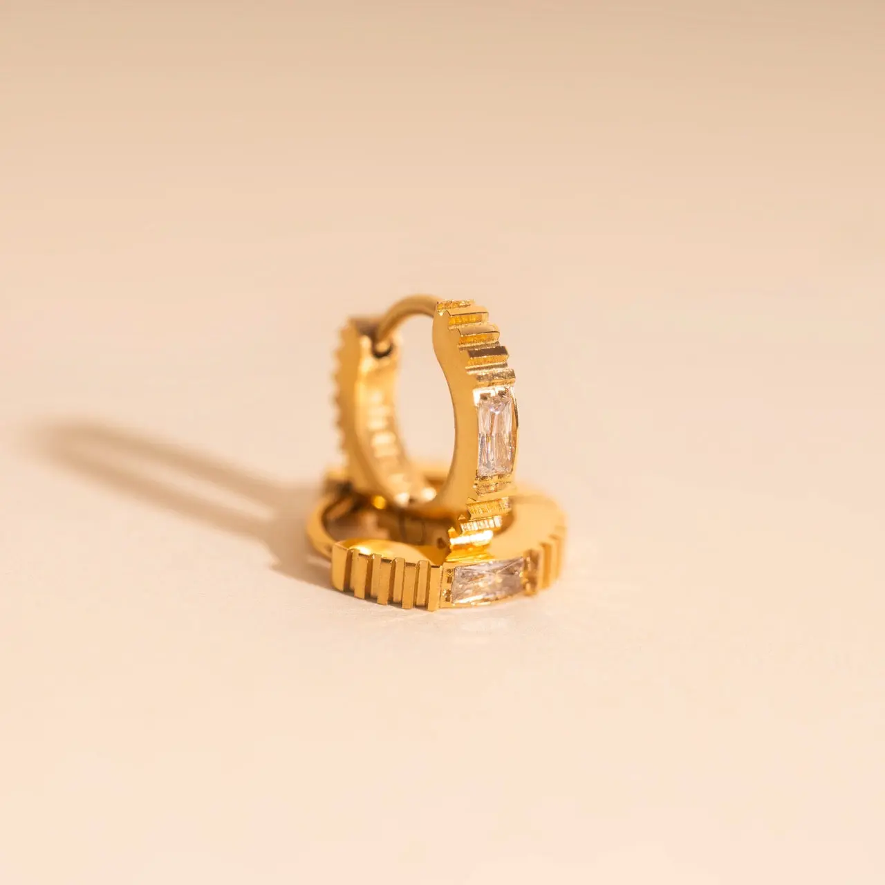 Crystal Textured Tiny Huggie Hoop Earrings Crystal Textured Tiny Huggie Hoop Earrings