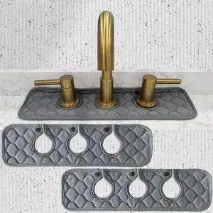 Bathroom Sink Splash Guard 3-Round-Hole : , Faucet Mat for Bathroom Sink 3 Holes (Gray & Gray)