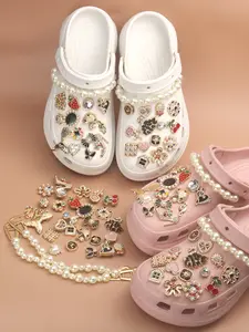 30 PCS Bling Shoe Charms, Luxury Rhinestone Jewelry Shoe Decoration and Chain for Clog Sandals Accessories for Girls Women
