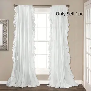1 count White Flowy Window Curtain Romantic Ruffle Curtains Home Decoration Curtain For Bedroom Living Room Or Dining Room Farmhouse Cottage Home Decor