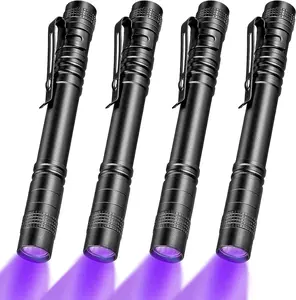 4 Pieces UV Black Light Flashlight Small Blacklight Flashlights Pen Lights for Leak, Pet Urine, Hotel Inspection, Dry Stain and Dye Detector, 5.2 Inches Long