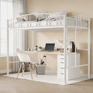 Garvee Space-Saving Heavy-Duty Metal Loft Bed Frame with Sturdy Steel Slats, Modern Design for Bedroom Furniture, Ideal for Kids Teens and Adults