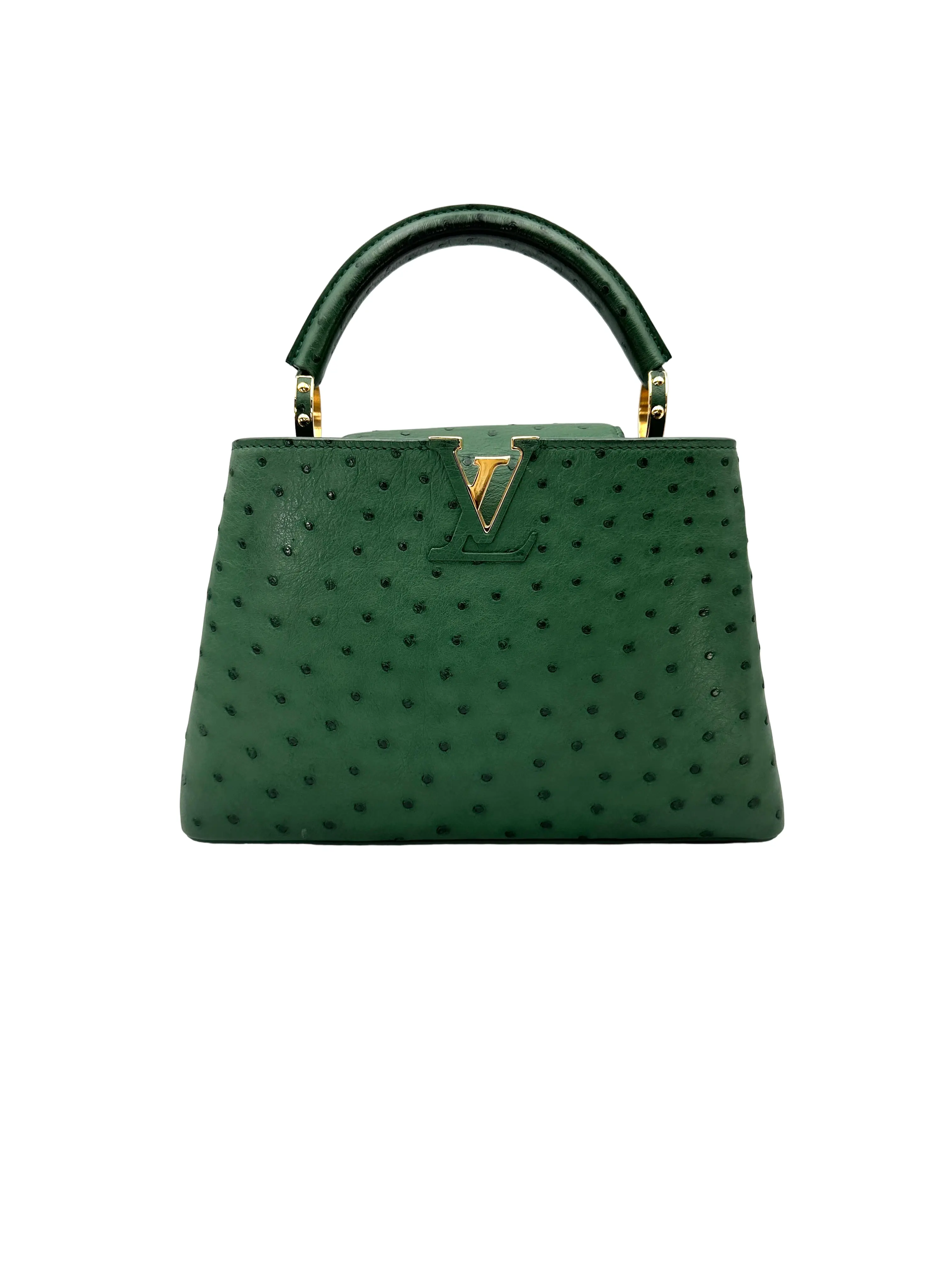 Pre-owned Louis Vuitton Leather Shoulder Bags Capucines BB Green Handle Bag LV3250