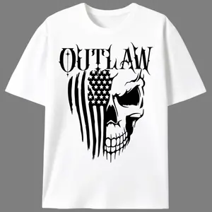 Outlaw American Flag Skull T-Shirt |   Patriotic Rebel Graphic Tee for Men