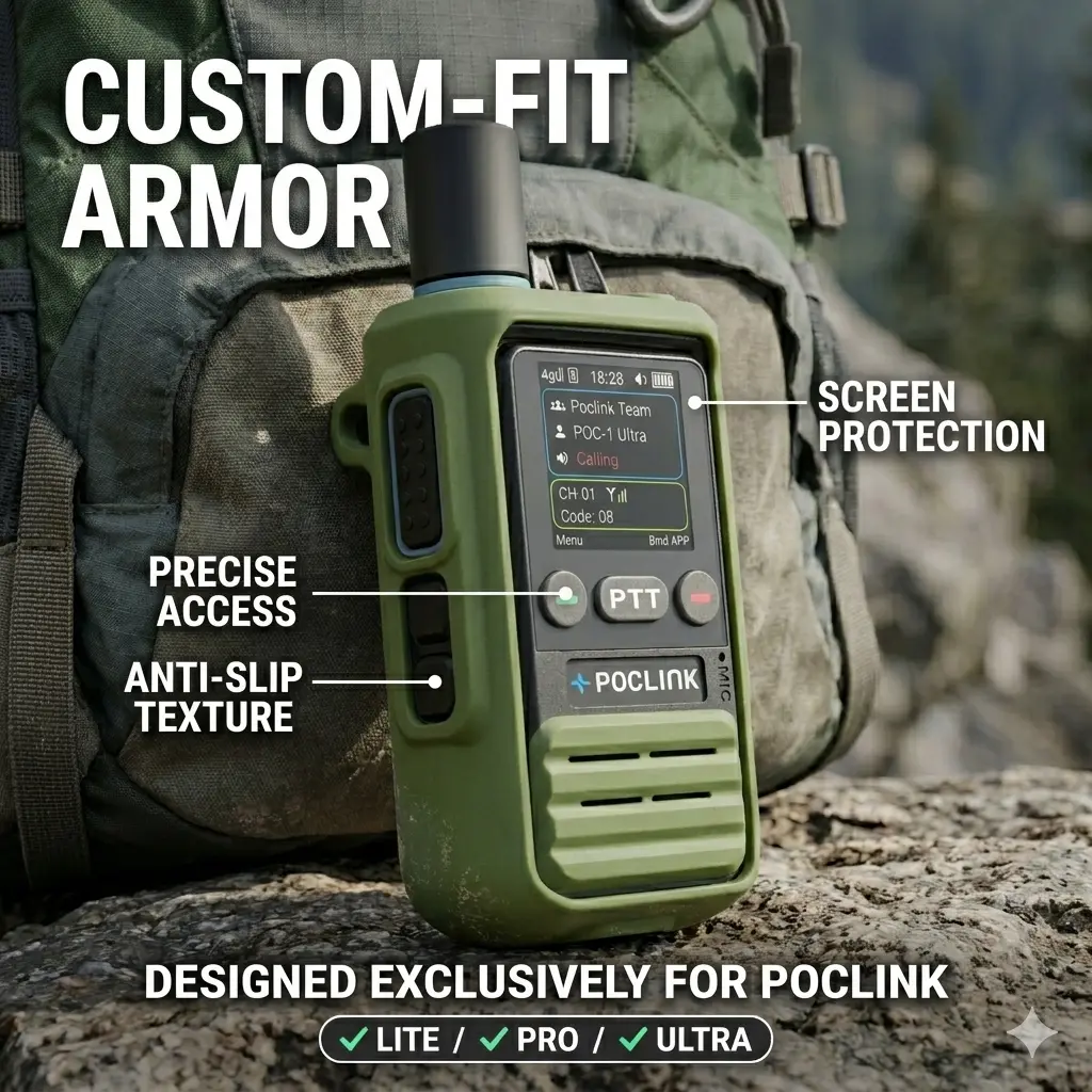 Exclusively for POCLINK Digital Walkie Talkie Silicone Protective Case, Precise Fit for POC-1 Lite, Pro, & Ultra – Outdoor Rugged Walkie Talkie Armor