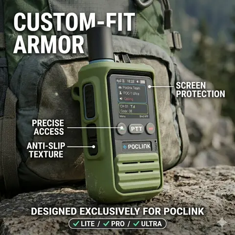 POCLINK Silicone Protective Cover for POC-1 Lite/Pro/Ultra Digital Walkie Talkie - Precise-Fit, Anti-Slip Grid Texture, Durable Outdoor Rugged Armor with Charging Compatibility & 9 Vibrant Colors