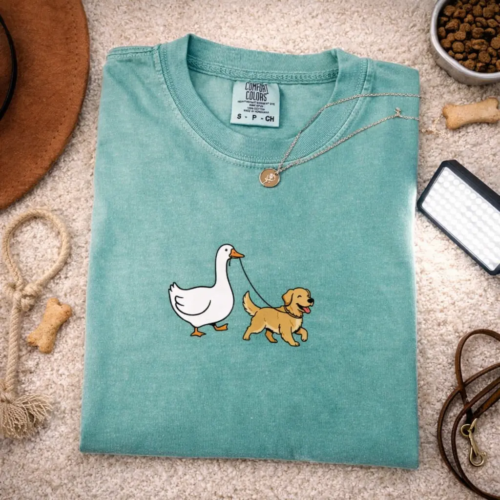 Comfort Colors Golden Retriever Shirt Goose and Dogs Tee Funny Golden Mom Shirt Silly Goose Walking Dog Tshirt Dog Lover Gift Dog Person Tee