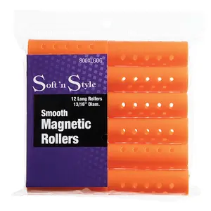 Soft 'N Style Smooth Magnetic Hair Rollers - Long, Orange, Heatless Curls Haircare Tool for Curl Hair Rollers Needs