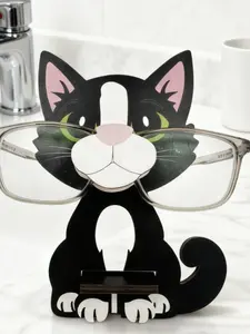 Recycled Wood Cat Eyewear Display Stand, Cute Design, Eyes, Easy Assembly, Eco-Friendly, Perfect Gift for Home Office