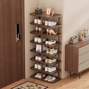 Multi-Layer Shoe Rack, Wooden Shoes Rack for Small Spaces, Easy Assembly Storage Organizer, Fits Narrow Areas Like Hallways & Bedrooms, Holds Up to Two Pairs Per Shelf