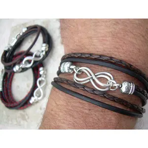 Double Infinity Triple Wrap Braided Leather Bracelet