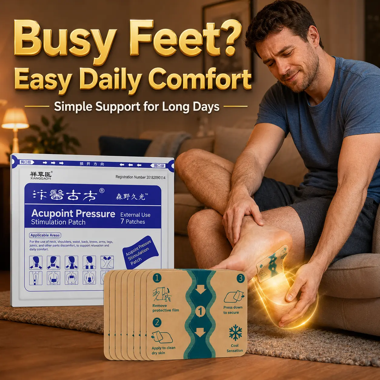 Foot bottom callus therapy patch soothes foot heel discomfort—stiffness and soreness—caused by prolonged walking and weight bearing that damage the soles. It promotes penetration and relieves pressure on soft tissues, improving severe morning pain upon st