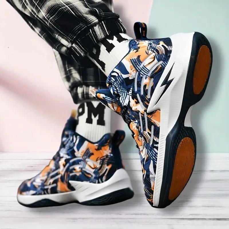 Men's and women's mid-top basketball shoes, small sizes for students, breathable PU upper and wear-resistant non-slip cushioning sole, suitable for sports and casual wear - stylish lace-up training shoes