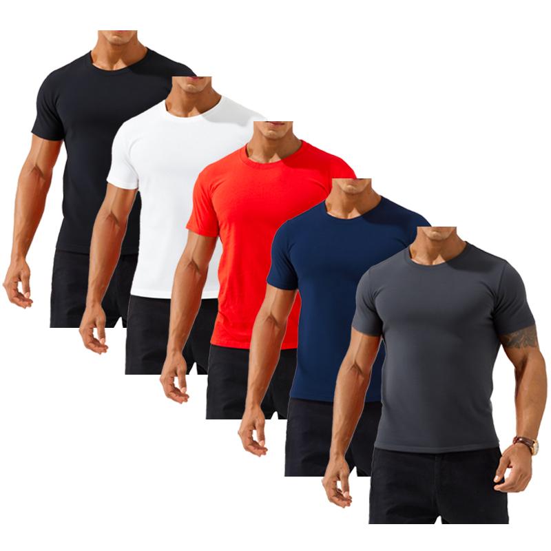 5-Pack 100% cotton Alimens&Gentle Men's Slim Fit Crew Neck Casual T-Shirts - Super Soft, Tagless, Essential Tees for Everyday Wear